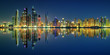 Night panorama reflection of Dubai Marina, Dubai, United Arab Emirates
