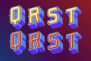 Poster - 3D vintage letters with neon lights