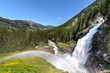 Krimml Waterfalls, Austria, rainbow on a sunny day