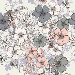 Fototapete - Floral vintage pattern with rose flowers
