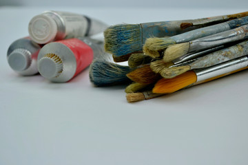 Paint Brushes and oil Paintings