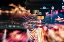 CNC Laser Cutting Of Metal, Modern Industrial Technology.