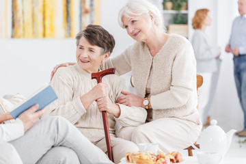 Happy grandmothers at day-care center