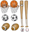 Cartoon Sports Equipment Set With and Without Faces