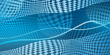 Futuristic Image Of A Wave On A Plane Of Squares And Abstract Spheres. Vector Background Image.
