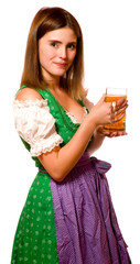 Sticker - Attraktive junge Frau im Dirndl mit Bierkrug 