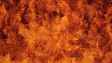 Inferno Fire Wall Isolated, Hell Fire Burning Up, Shooting With High Speed Camera, Intense Fuel Blazing, Perfect For Digital Composition.