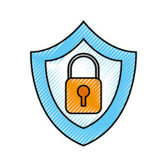 Wall Mural - shield protection padlock secuirty system technology information vector illustration