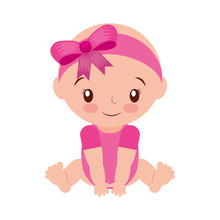 Happy And Smiling Baby Girl Adorable Vector Illustration