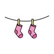 © Gstudio - baby shower greeting socks hanging celebration vector illustration