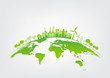 Green city on earth, World environment and sustainable development concept, vector illustration