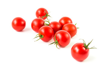 Poster - Fresh cherry tomatoes on white background, raw food and vegetable for bauty health