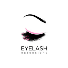 Wall Mural - Eyelash extension logo. Vector illustration in a modern style