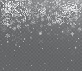 Wall Mural - falling shining transparent snow. christmas snow with snowflakes.