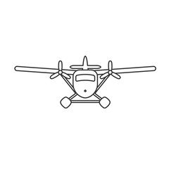 Wall Mural - Black isolated outline icon of hydroplane on white background. Line Icon of seaplane.