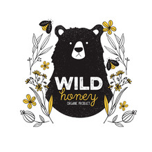 Honey Label Design. Concept For Organic Honey Products, Package Design.