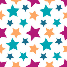 Colorful Stars Vector Seamless Pattern