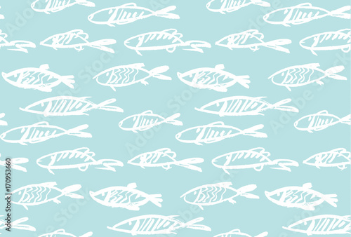 seafood fish seamless pattern for menu, poster, fabric, wrapping paper, backg...