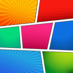 Poster - seven page empty comic book page template background