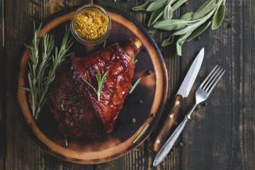 Canvas Print - Turkey knuckle baked with herbs