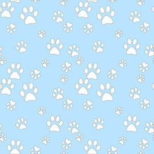 Vector Seamless Pattern With Cat Footprints. Can Be Used For Wallpaper, Web Page Background, Surface Textures.