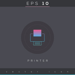 Sticker - Printer icon design on modern flat backgro