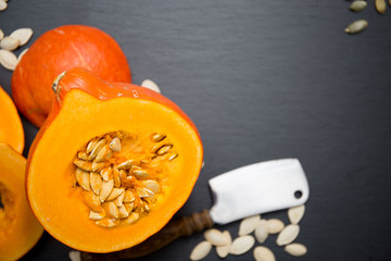 raw pumpkin with seeds