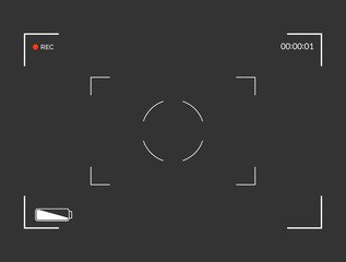 White and black viewfinder camera recording. Modern camera focusing screen. Vector illustration