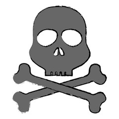 Sticker - skull alert symbol icon vector illustration design