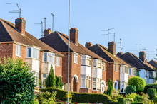 Evening View Of Row Of Typical English Terraced Houses In Northampton