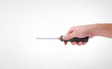 Poster - screwdriver or screwdriver in hand on a background.