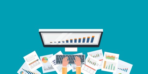 Aufkleber - flat business monitoring investment and finance report  concept
