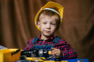 Wall Mural - boy in hard hat