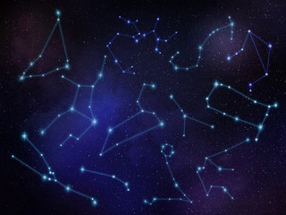 zodiac all on abstract blue sky