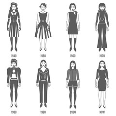 Sticker - Fashion Evolution Black White Icons Set