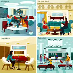 Canvas Print - Hotel Interior Concept Icons Set 