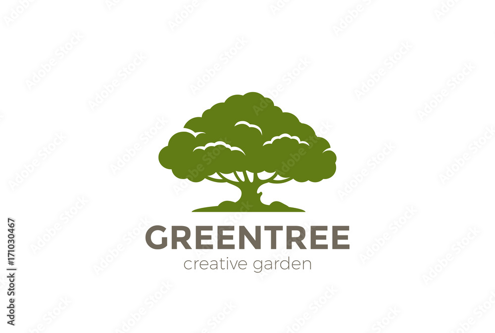 Green Oak Tree Logo vector. Nature Environment Garden icon Stock Vector ...