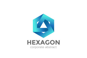 Wall Mural - Hexagon Triangle Logo looped infinity vector. Corporate icon