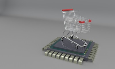 Techno shopping concept, 3d