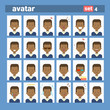© mast3r - African American Male Different Emotion Set Profile Icon, Man Cartoon Portrait Face Collection Vector Illustration