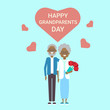 © mast3r - Happy Grandparents Day Greeting Card Holiday Banner African American Grandfather And Grandmother Couple Together Vector Illustration
