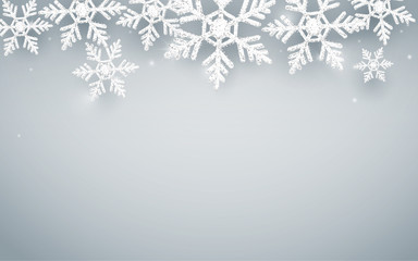 Poster - Merry Christmas and Happy new year. Abstract snowflakes on white background