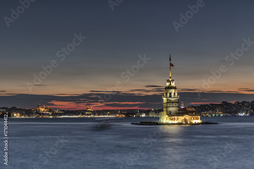 Long exposure Maiden's Tower Istanbul, Turkey. Poster