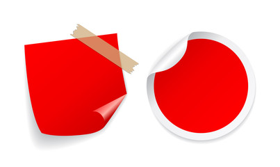 Sticker - Red color square and round sticker