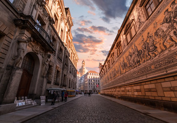 Wall Mural - Architecture in old town of Dresden in sunset time