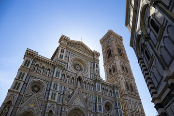 Statues on the facade of the Cattedrale di Santa Maria del Fiore (Cathedral of Saint Mary of the Flower) in Florence