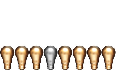 Idea and leadership concept - incandescent light bulb on the white background. The concept of the business idea.