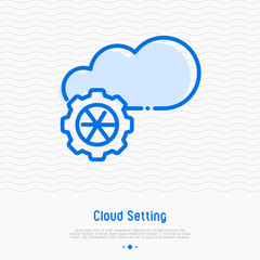 Wall Mural - cloud service settings thin line icon. vector illustration.
