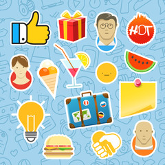 Poster - Different mobile or web application stickers vector set