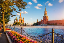 St. Basil's Cathedral And Spassky Tower On Red Square